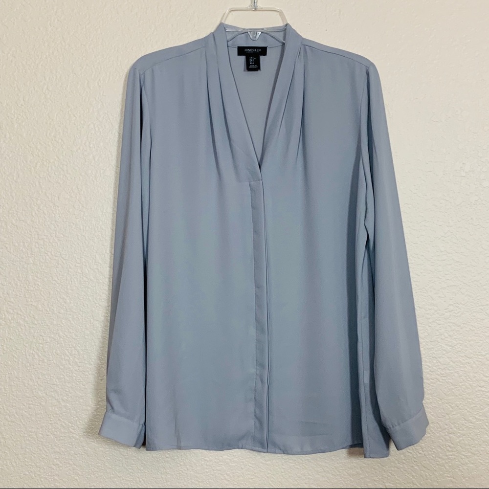 Jones New York | Gray Button Up long Sleeve Blouse